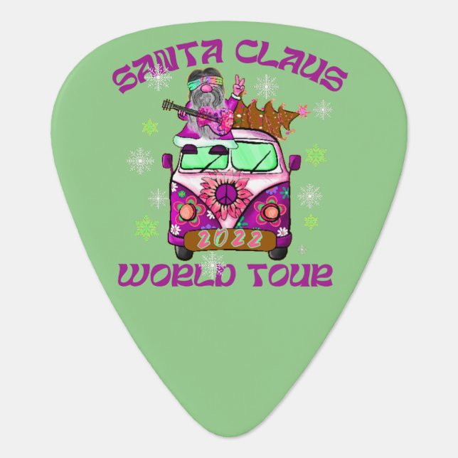SANTA CLAUS WORLD TOUR funny 70's style            Guitar Pick (Front)