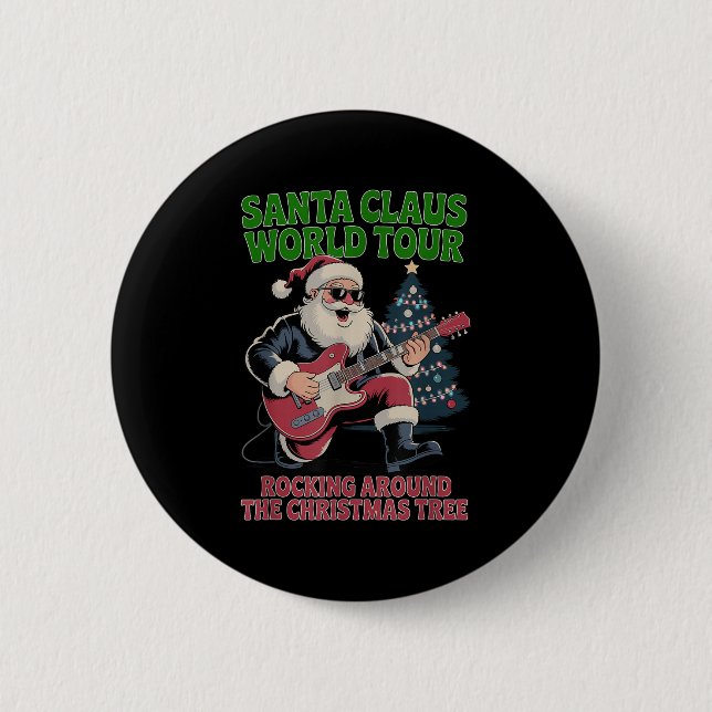 Santa Claus World Tour Rocking Around The Christma Button (Front)