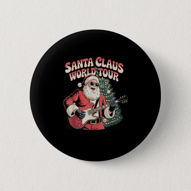 Santa Claus World Tour Rocking Around The Christma Button (Front)