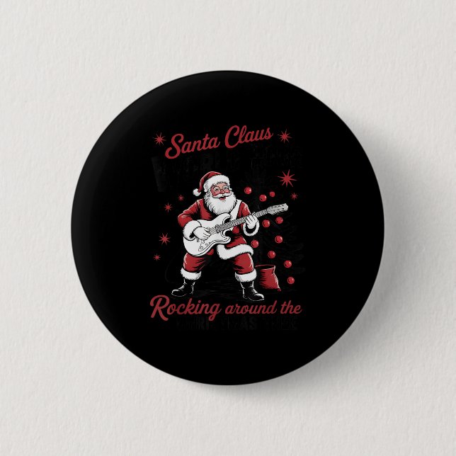Santa Claus World Tour Rocking Around The Christma Button (Front)