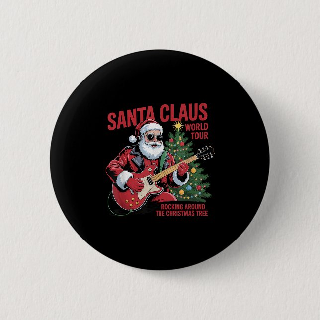 Santa Claus World Tour Rocking Around The Christma Button (Front)