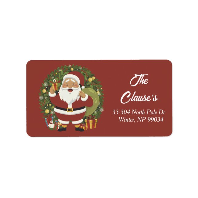 Santa Claus Wreath Return Address Label (Front)