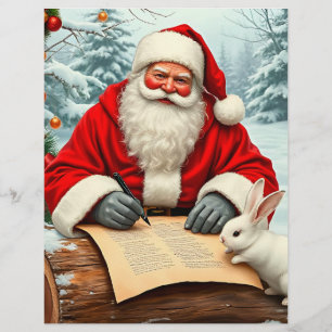 Santa Claus Writing a Letter in a Snowy Forest Letterhead