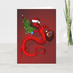 Santa Claus Xmas Dragon Holiday Card