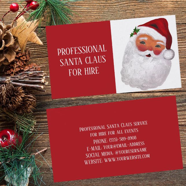 Santa Claus Xmas Red Hire Sleigh Professional  Business Card (Creator Uploaded)