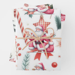 Santa Claus Yoga with Christmas themed Wrapping Paper Sheets
