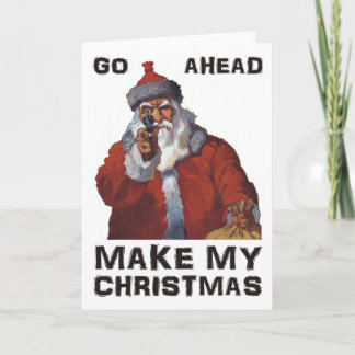 Santa Clause aiming gun - Make My Funny Christmas Holiday Card