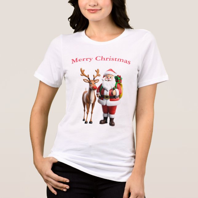 Santa Clause and his Reindeer t-shirts (Front)