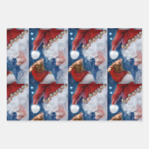 Santa Clause Animal Lover Wrapping Paper Sheets