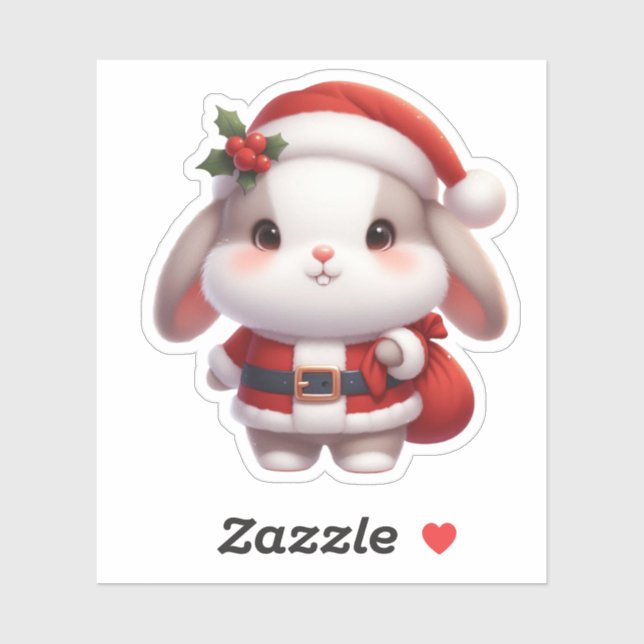 santa clause bunny,cute bunny sticker (Sheet)