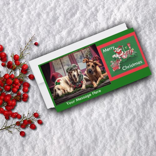 Santa Clause Candy Train Holiday Card