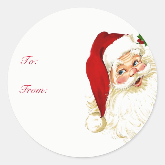 Santa Clause Christmas Gift Tag Stickers (Front)