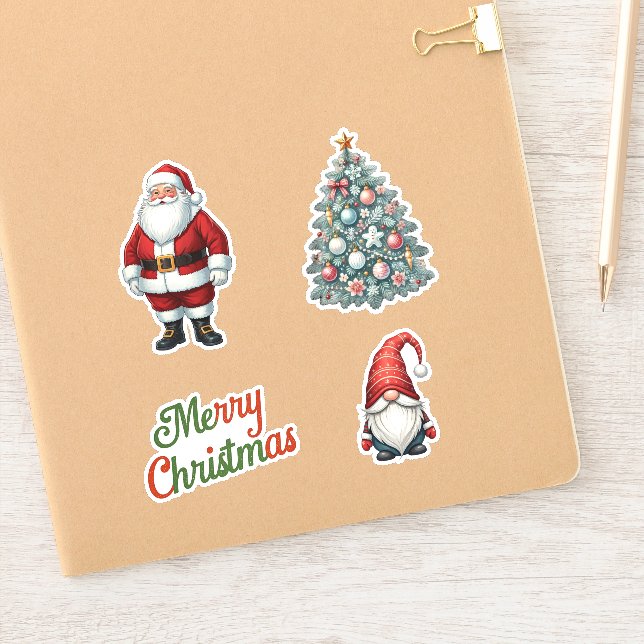 Santa Clause | Christmas Tree | Gnome Set Sticker (Notebook)