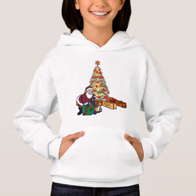 Santa Clause Christmas Tree Hoodie (Front)
