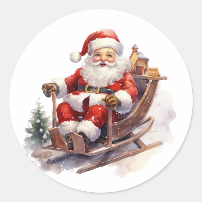 Santa Clause Classic Round Sticker (Front)