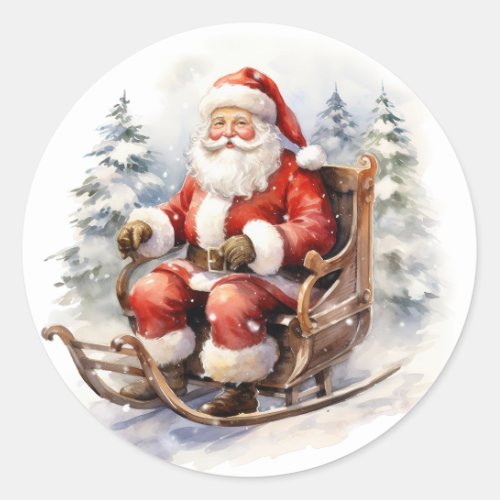 Santa Clause Classic Round Sticker