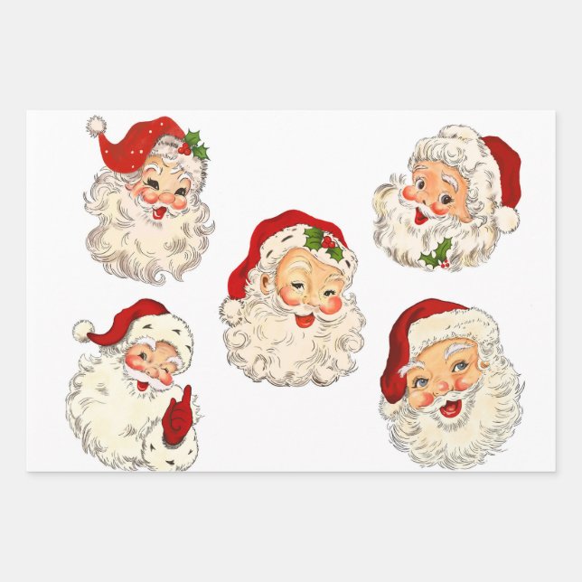 Santa Clause Collage Decoupage Decoupaging Retro Wrapping Paper Sheets (Front)