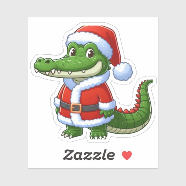 santa clause crocodille,funny animals sticker (Sheet)