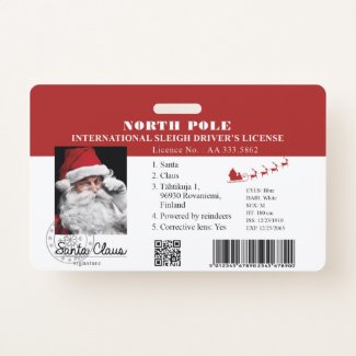 Santa Clause faux lost Driving License Badge