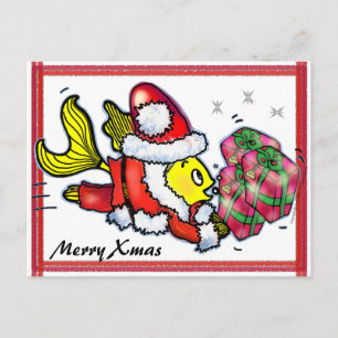 Santa Clause Fish - funny cute Christmas Post Card