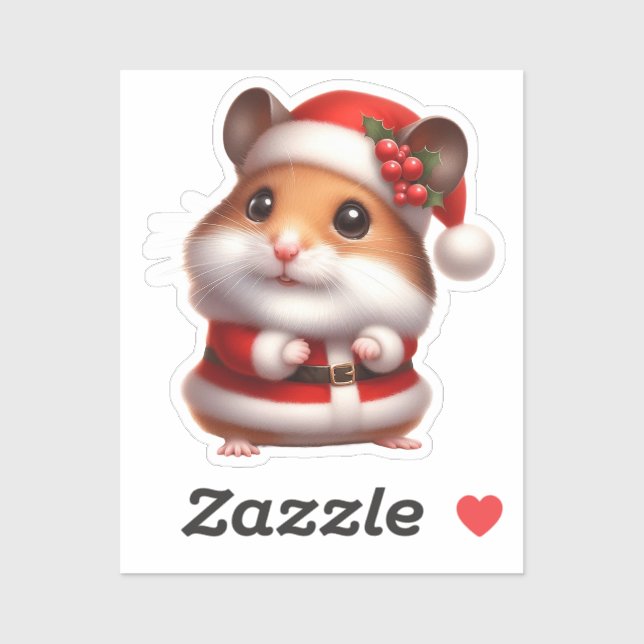 santa clause hamster, sticker (Sheet)