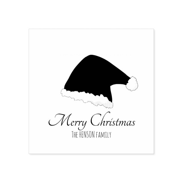 Santa Clause Hat Script Personalizable Holiday Rubber Stamp (Imprint)