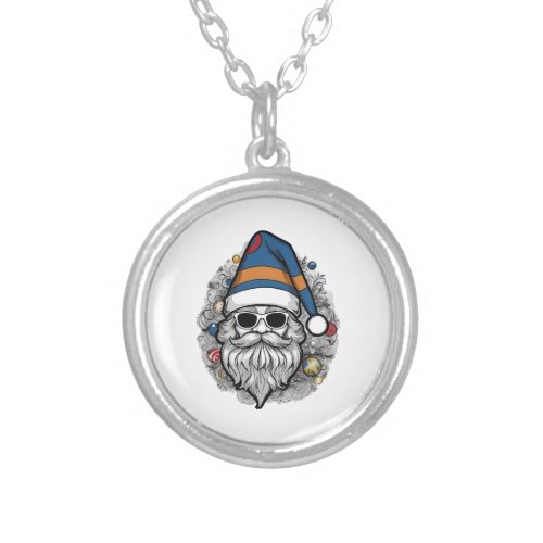 Santa Clause Hat  Silver Plated Necklace