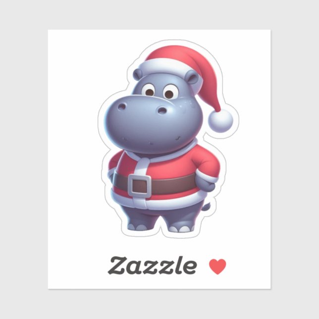 santa clause hippo,funny hippo sticker (Sheet)