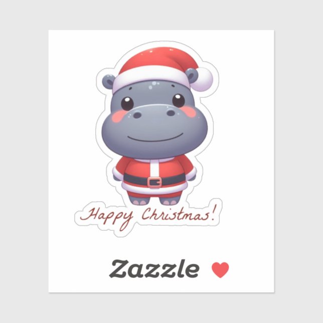 santa clause hippo,funny hippo sticker (Sheet)