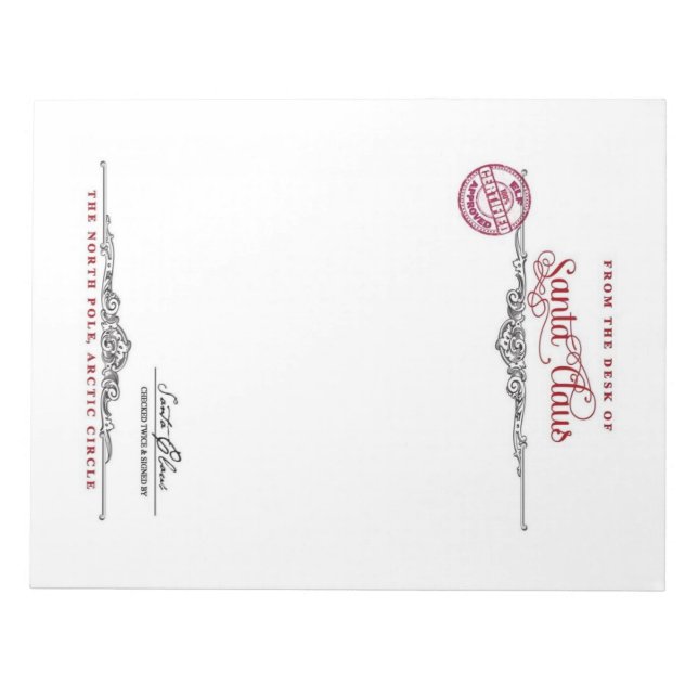 Santa Clause Letterhead Notepad (Front)
