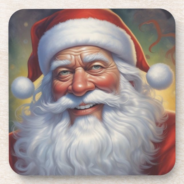 Santa Clause Merry Christmas Happy New Year Beverage Coaster (Front)