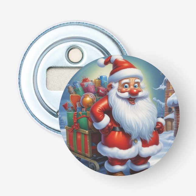 Santa Clause Merry Christmas Happy New Year Bottle Opener (Front)