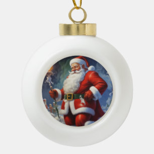 Santa Clause Merry Christmas Happy New Year Ceramic Ball Christmas Ornament