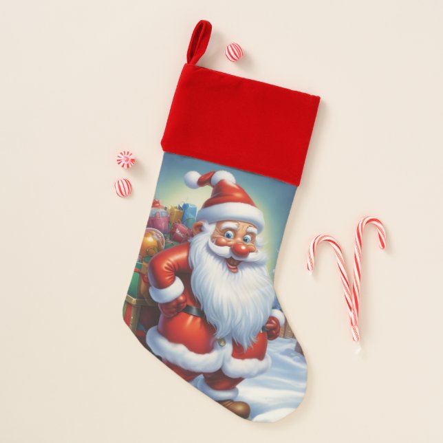 Santa Clause Merry Christmas Happy New Year Christmas Stocking (Front)