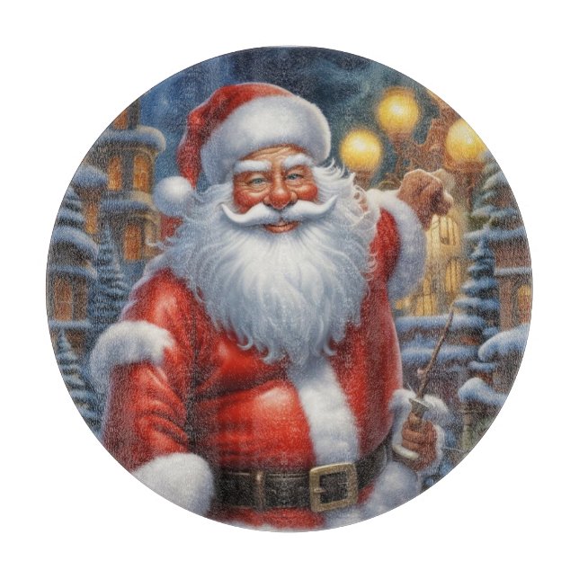 Santa Clause Merry Christmas Happy New Year Cutting Board (Front)