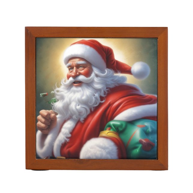 Santa Clause Merry Christmas Happy New Year Desk Organizer (Front)