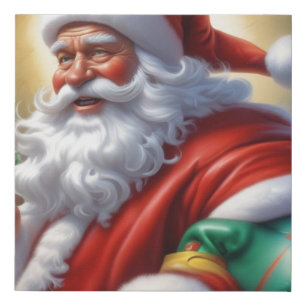 Santa Clause Merry Christmas Happy New Year Faux Canvas Print