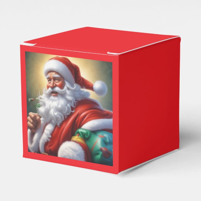 Santa Clause Merry Christmas Happy New Year Favor Boxes (Front Side)