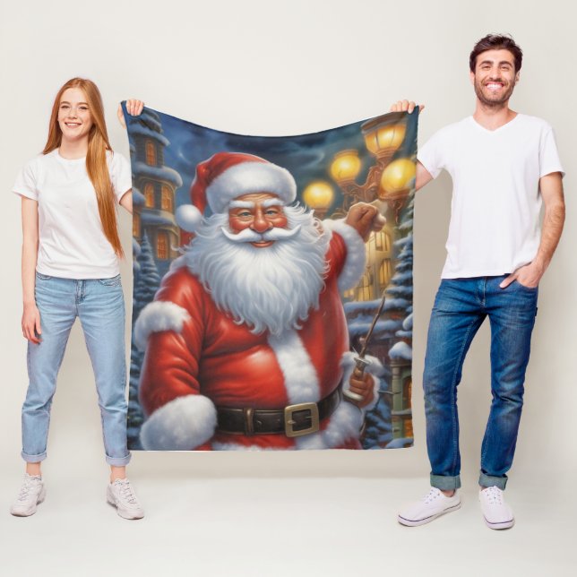 Santa Clause Merry Christmas Happy New Year Fleece Blanket (In Situ)