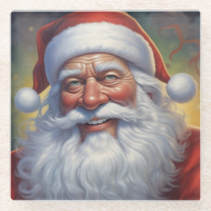 Santa Clause Merry Christmas Happy New Year Glass Coaster