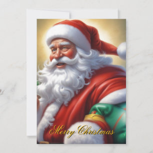 Santa Clause Merry Christmas Happy New Year Holiday Card
