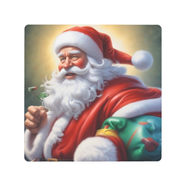 Santa Clause Merry Christmas Happy New Year Metal Print (Front)