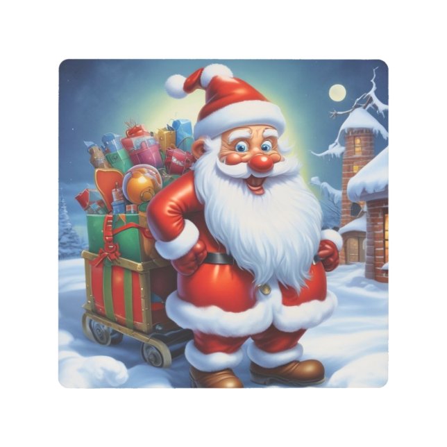 Santa Clause Merry Christmas Happy New Year Metal Print (Front)