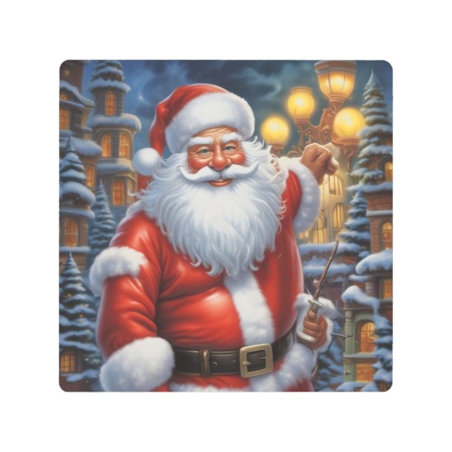 Santa Clause Merry Christmas Happy New Year Metal Print (Front)