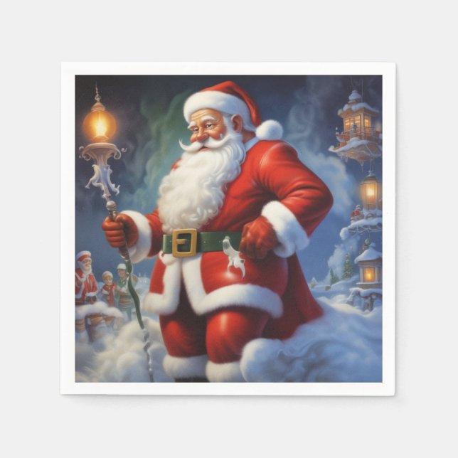 Santa Clause Merry Christmas Happy New Year Napkins (Front)