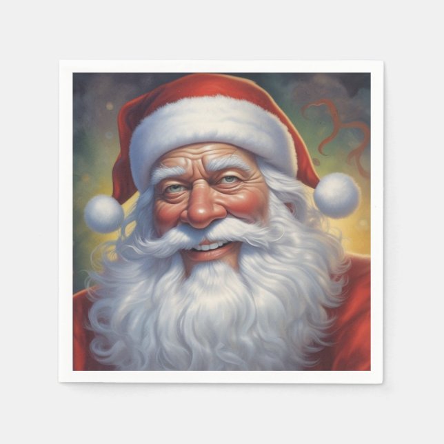 Santa Clause Merry Christmas Happy New Year Napkins (Front)
