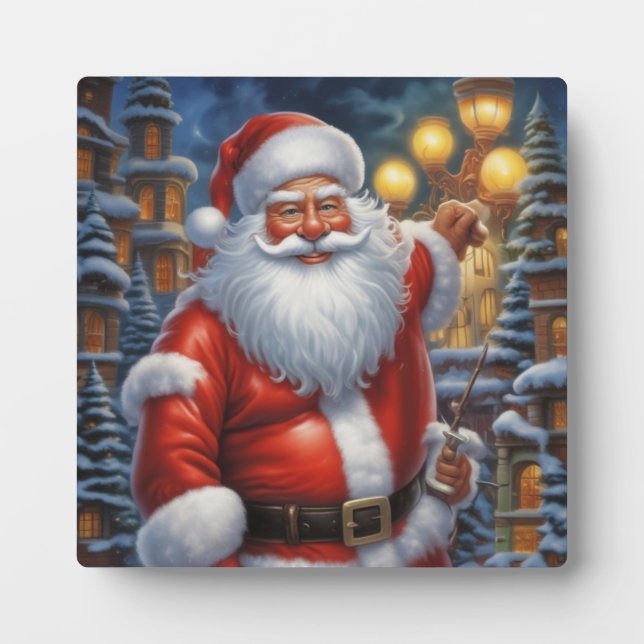 Santa Clause Merry Christmas Happy New Year Plaque (Front)