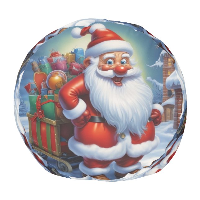 Santa Clause Merry Christmas Happy New Year Pouf (Bottom)