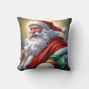 Santa Clause Merry Christmas Happy New Year Throw Pillow