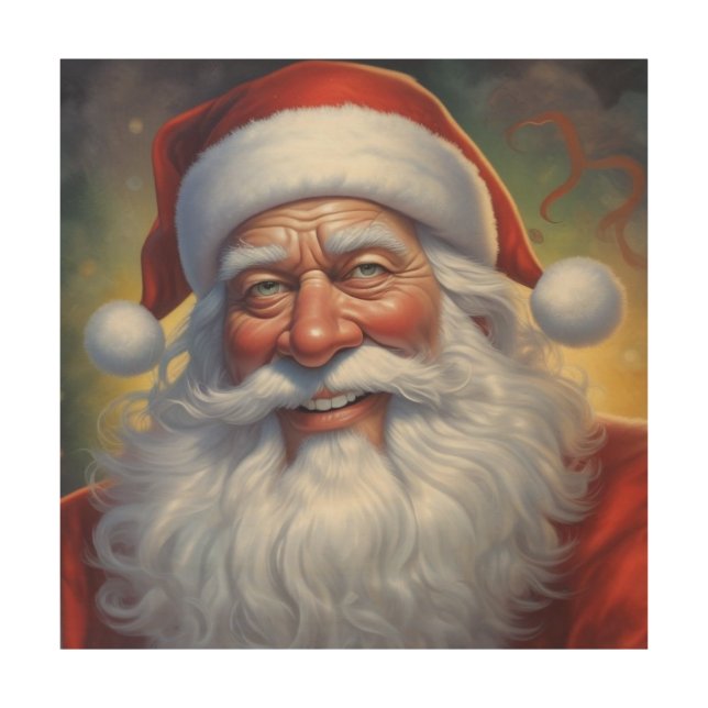 Santa Clause Merry Christmas Happy New Year Wood Wall Art (Front)